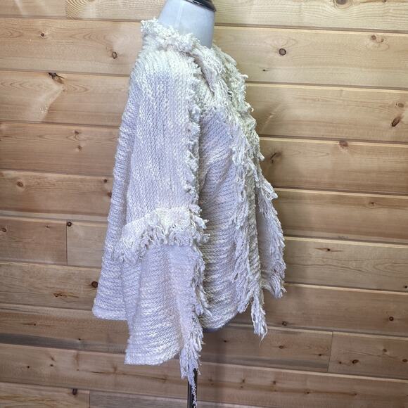 Misa Los Angeles Cotton Linen Open Cardigan Fringe Shag Sweater Size Small - Picture 7 of 9